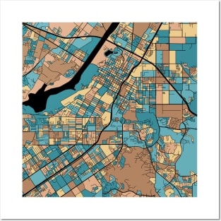 Riverside Map Pattern in Mid Century Pastel Posters and Art